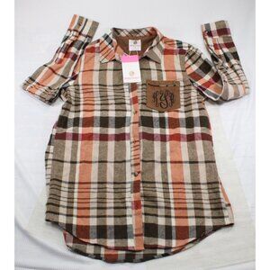 NWT Marleylilly Womens Plaid Layering Tunic Shirt With Embroidered Pocket S